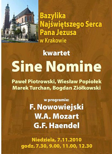 Koncert Kwartetu SINE NOMINE w Bazylice Jezuickiej w Krakowie